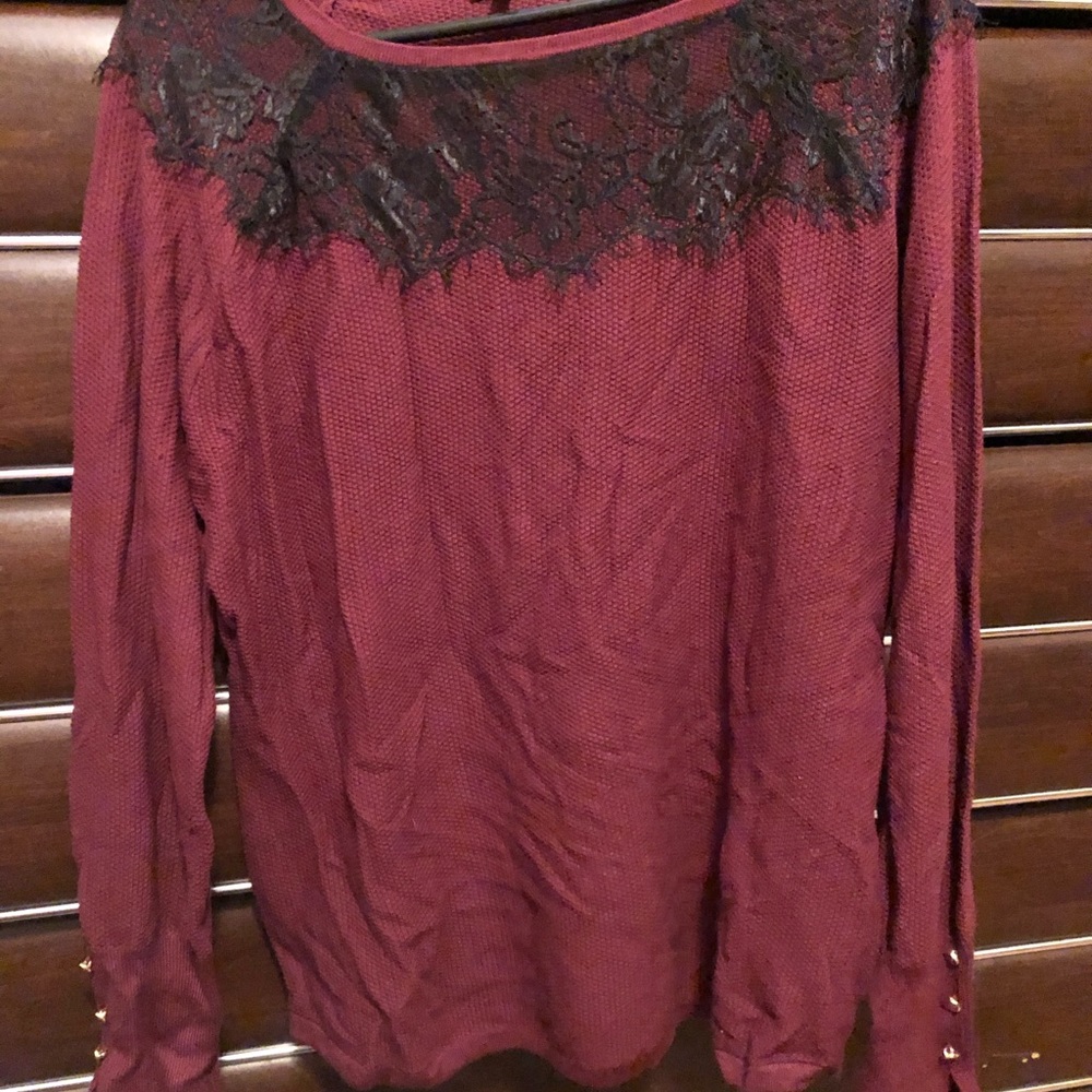 Beautiful maroon sweater with lace